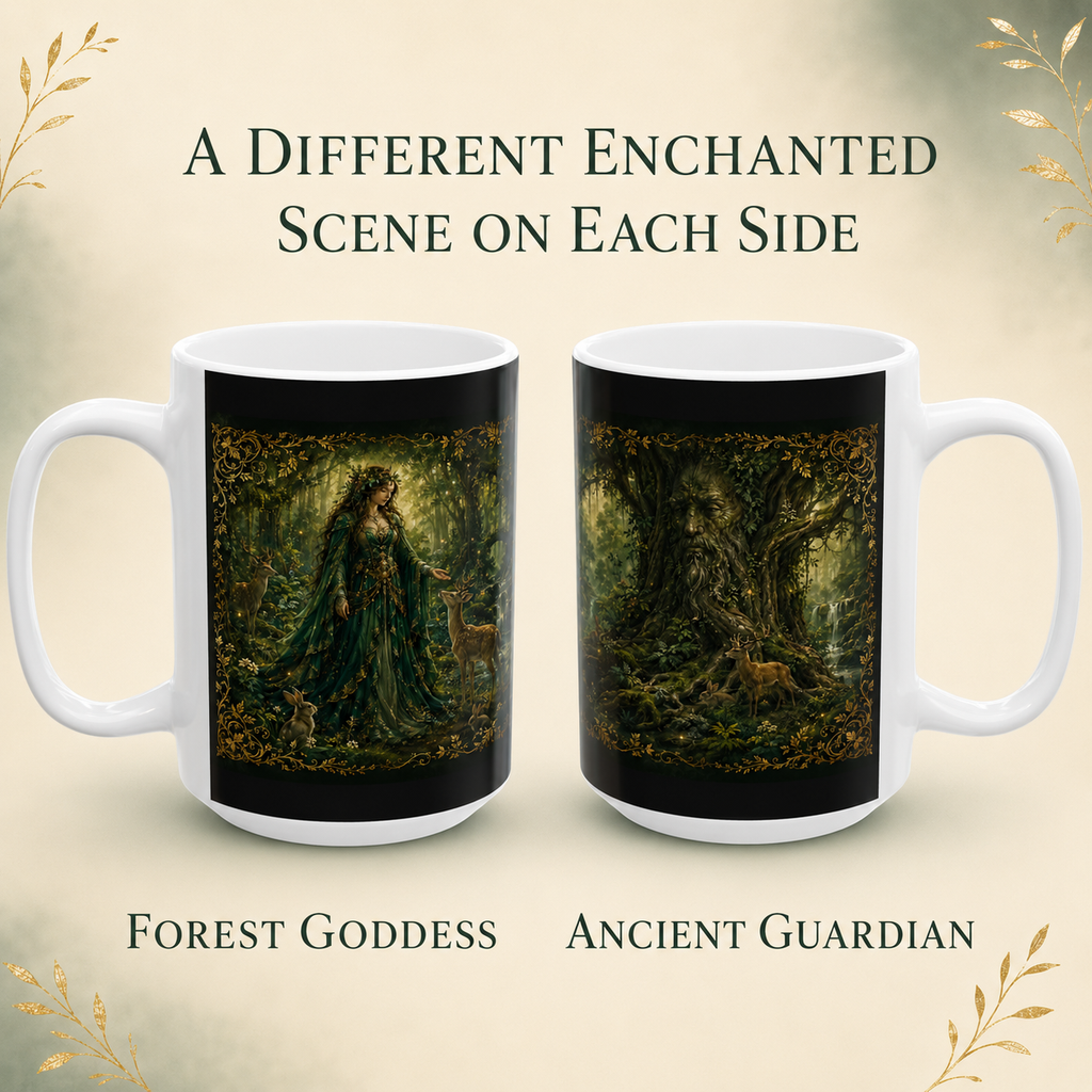 Enchanted Forest Ceramic Mug – Woodland Deer Coffee Cup (11oz & 15oz)