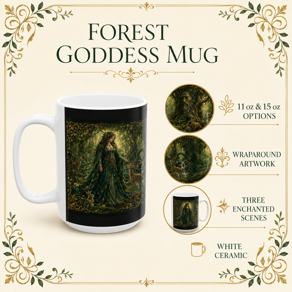 Enchanted Forest Ceramic Mug – Woodland Deer Coffee Cup (11oz & 15oz)