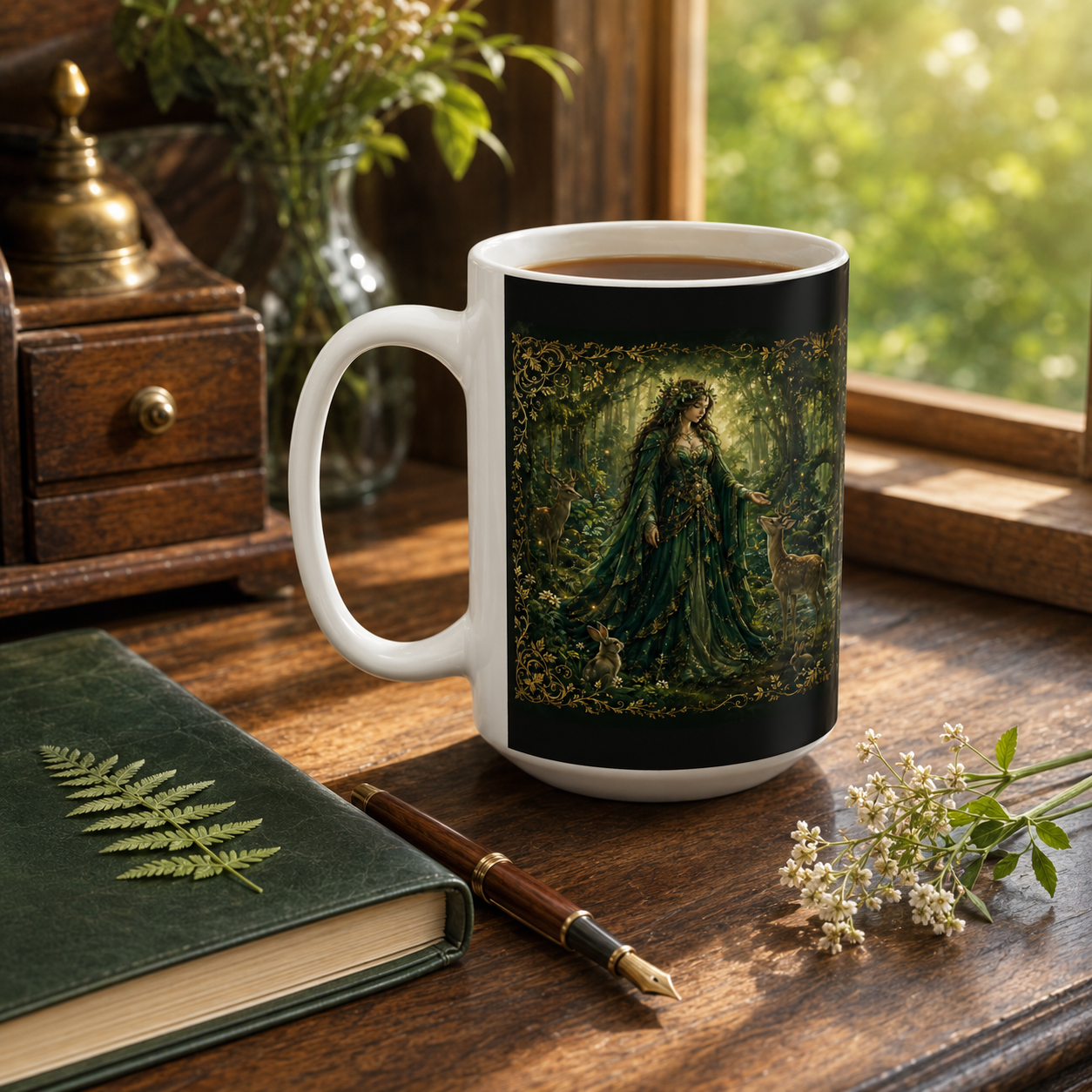 Enchanted Forest Ceramic Mug – Woodland Deer Coffee Cup (11oz & 15oz)