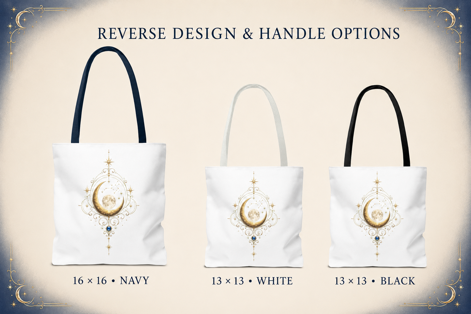 Mystic Moon Tote Bag - Moon Goddess & Wolf AOP Tote