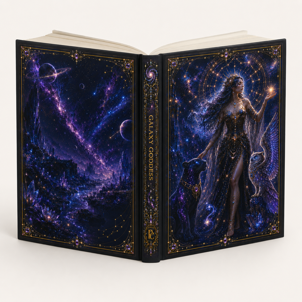 Galaxy Goddess Hardcover Journal — Starry Night Fantasy Notebook