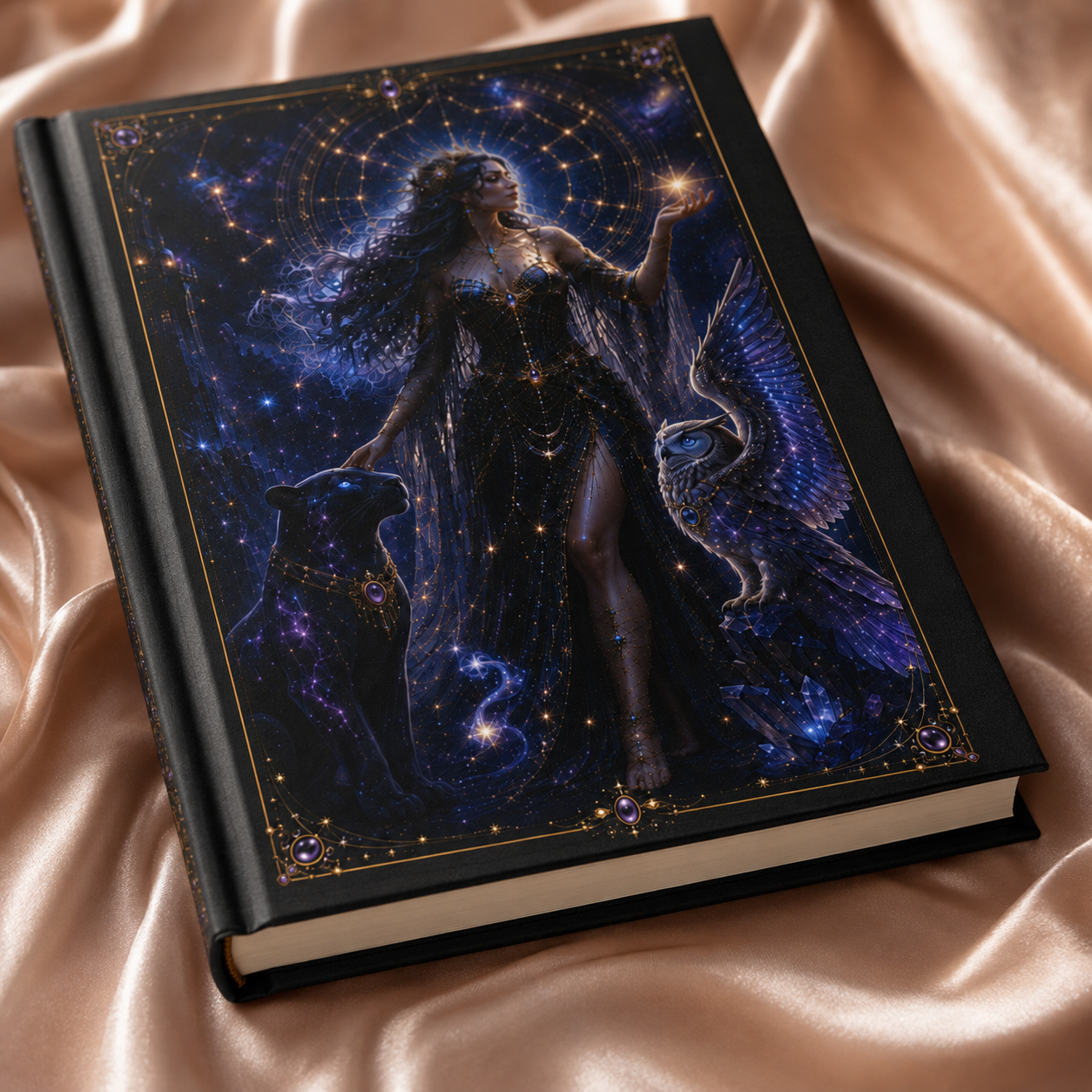 Galaxy Goddess Hardcover Journal — Starry Night Fantasy Notebook
