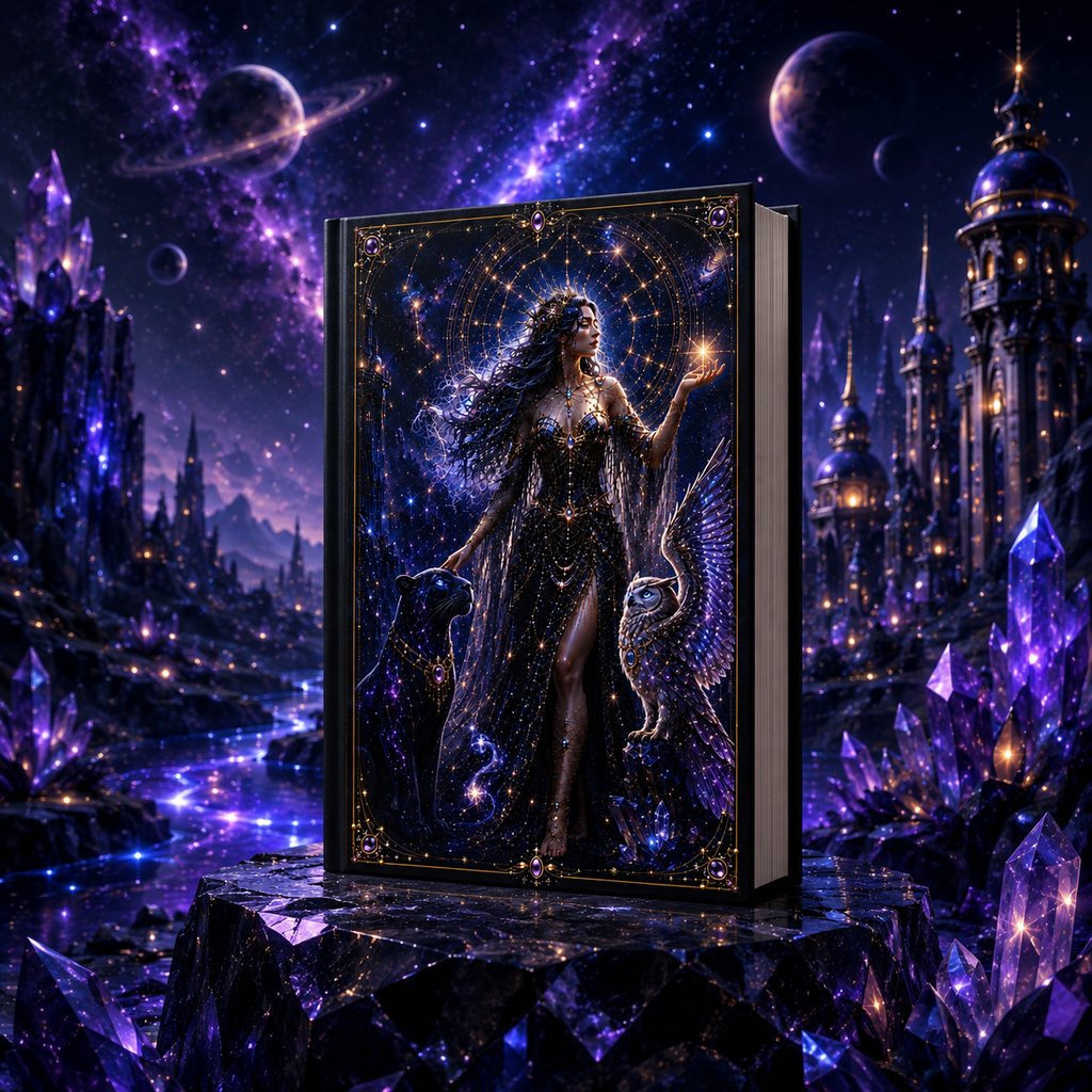 Galaxy Goddess Hardcover Journal — Starry Night Fantasy Notebook