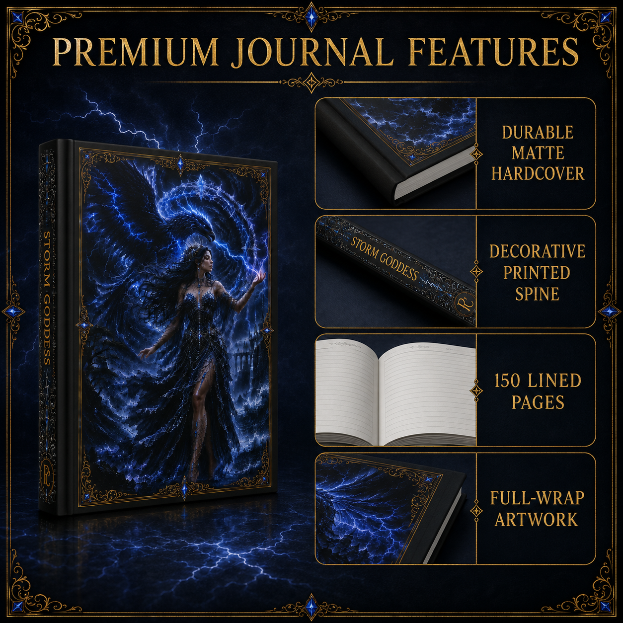 Storm Goddess Hardcover Journal | Gothic Fantasy Notebook