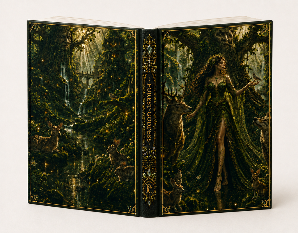 Forest Goddess Hardcover Journal — Enchanted Woodland Art Notebook