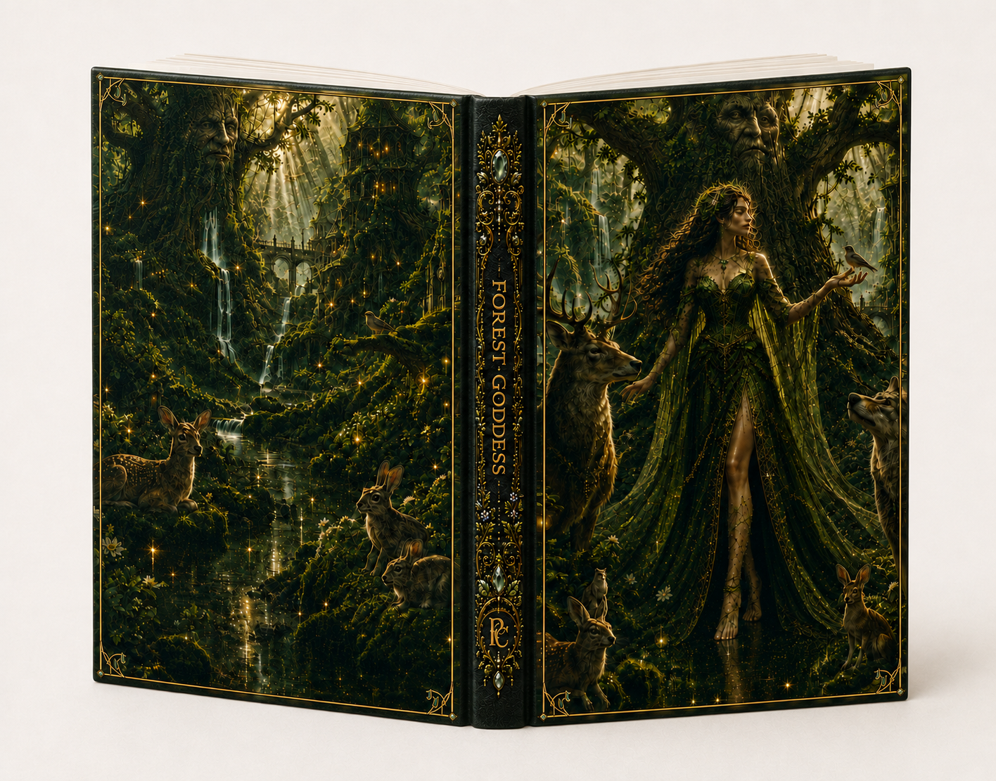 Forest Goddess Hardcover Journal — Enchanted Woodland Art Notebook