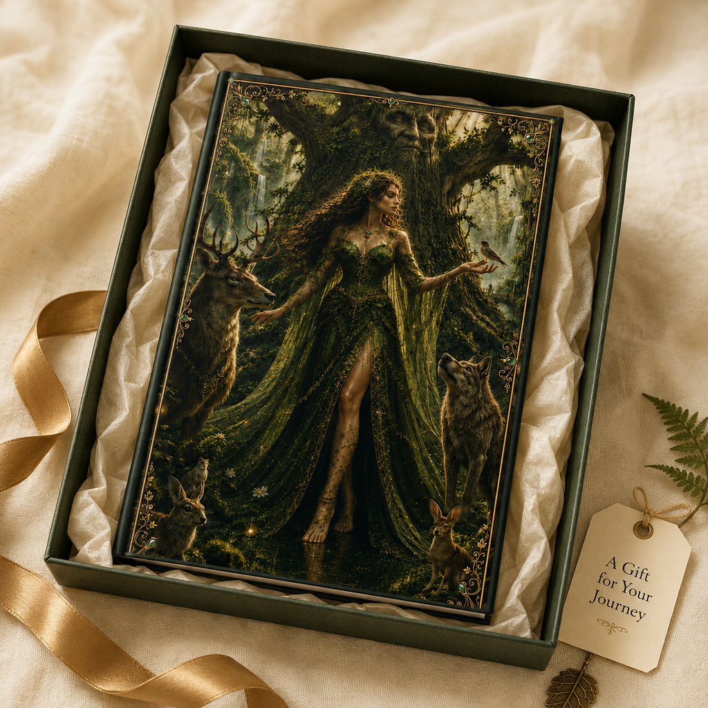 Forest Goddess Hardcover Journal — Enchanted Woodland Art Notebook