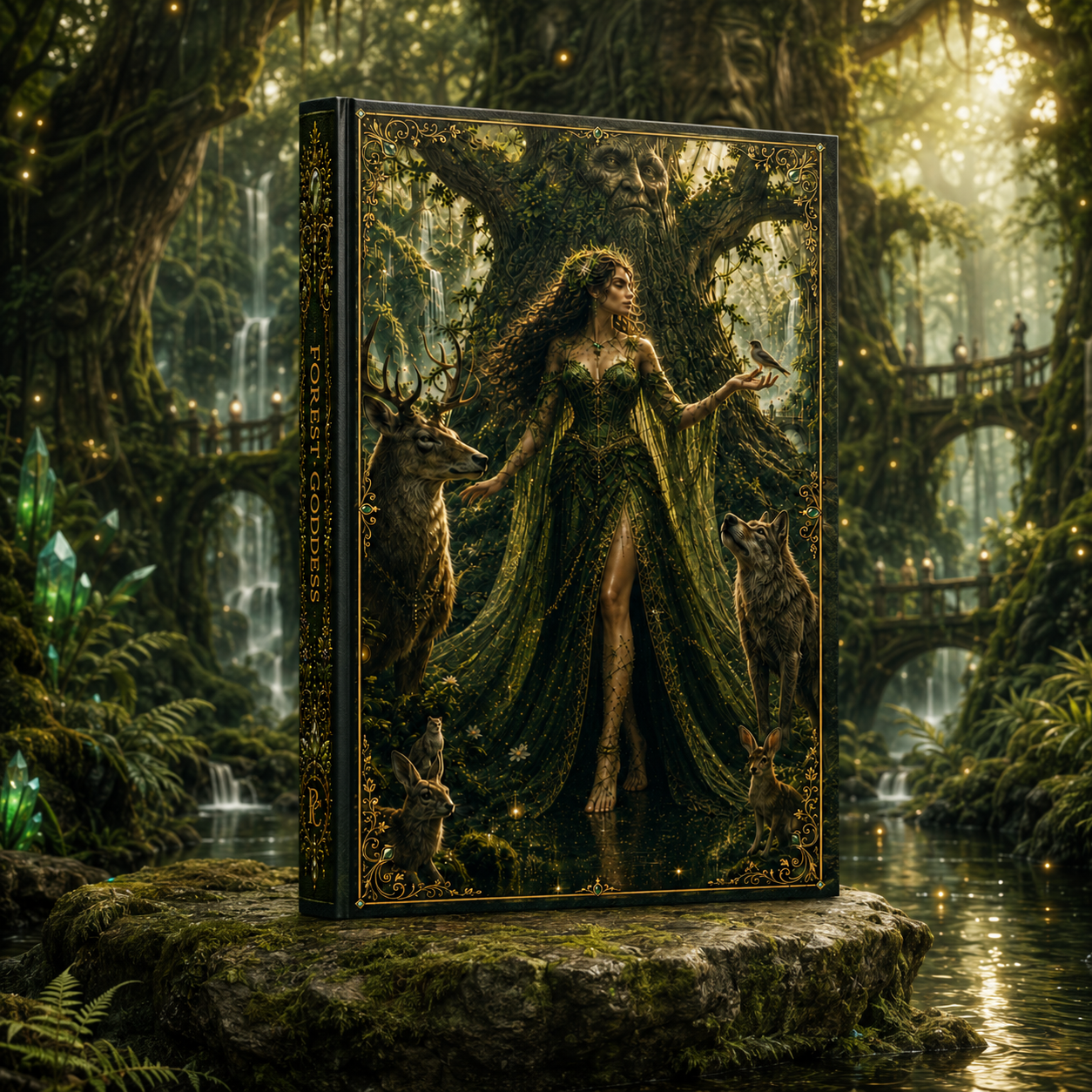 Forest Goddess Hardcover Journal — Enchanted Woodland Art Notebook