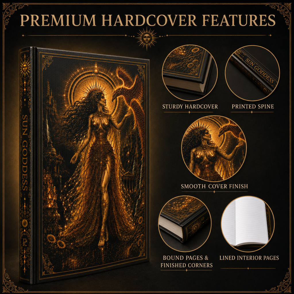 Mystic Sun Goddess Hardcover Journal — Gold Occult Art Notebook