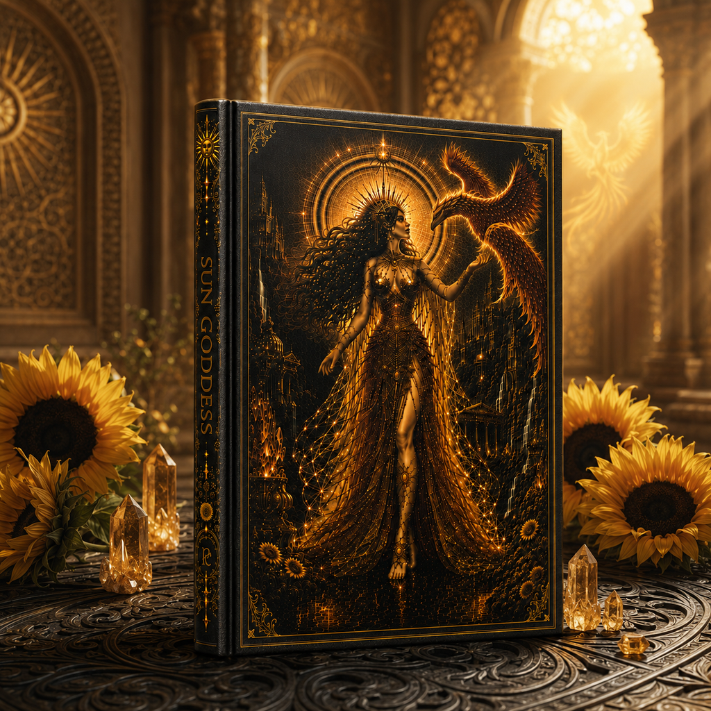 Mystic Sun Goddess Hardcover Journal — Gold Occult Art Notebook