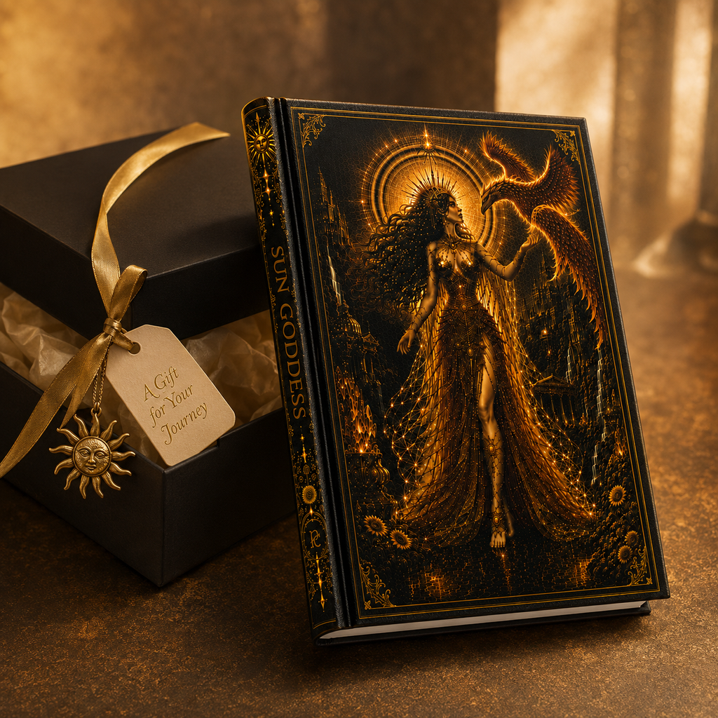 Mystic Sun Goddess Hardcover Journal — Gold Occult Art Notebook