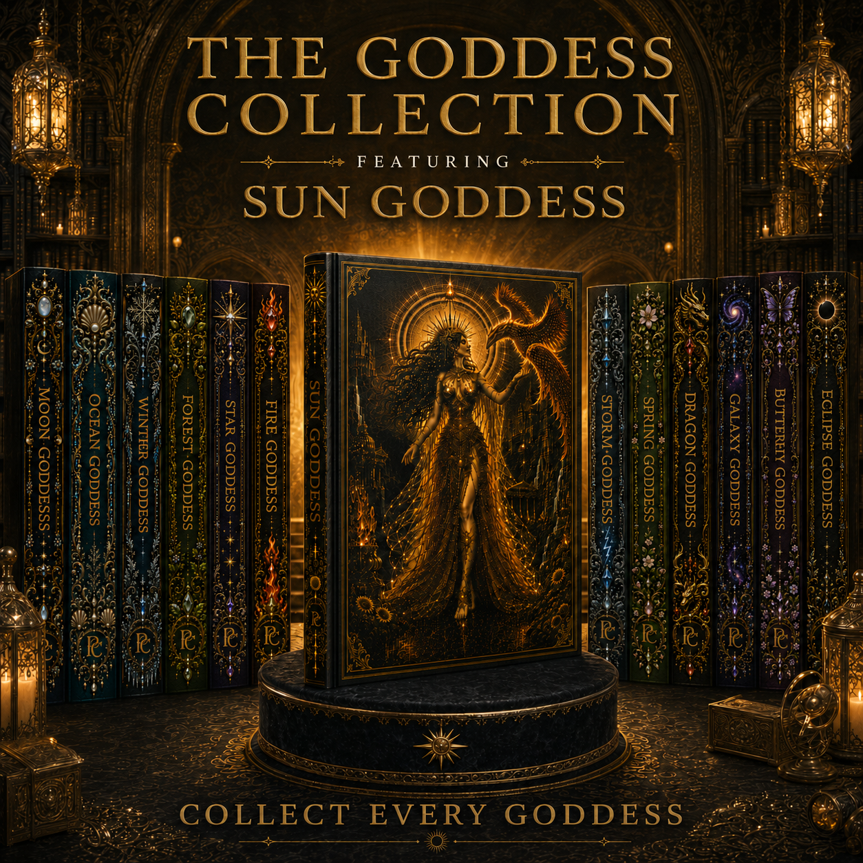 Mystic Sun Goddess Hardcover Journal — Gold Occult Art Notebook