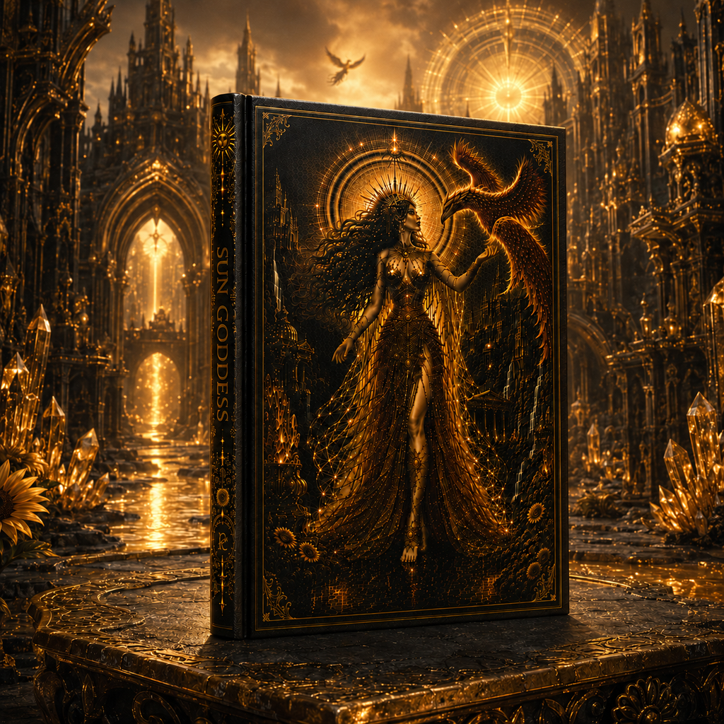 Mystic Sun Goddess Hardcover Journal — Gold Occult Art Notebook