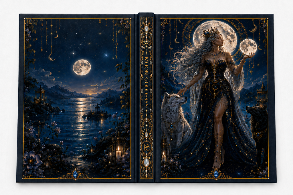 Moon Goddess Hardcover Journal — Fantasy Night Sky Notebook for Writing & Dreaming