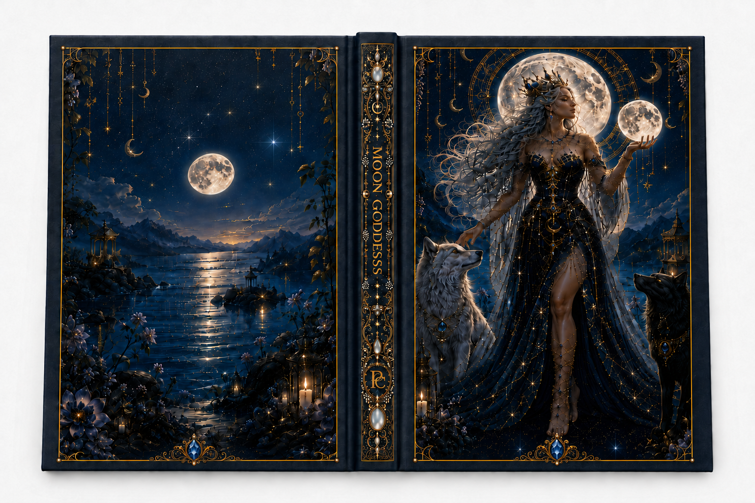 Moon Goddess Hardcover Journal — Fantasy Night Sky Notebook for Writing & Dreaming