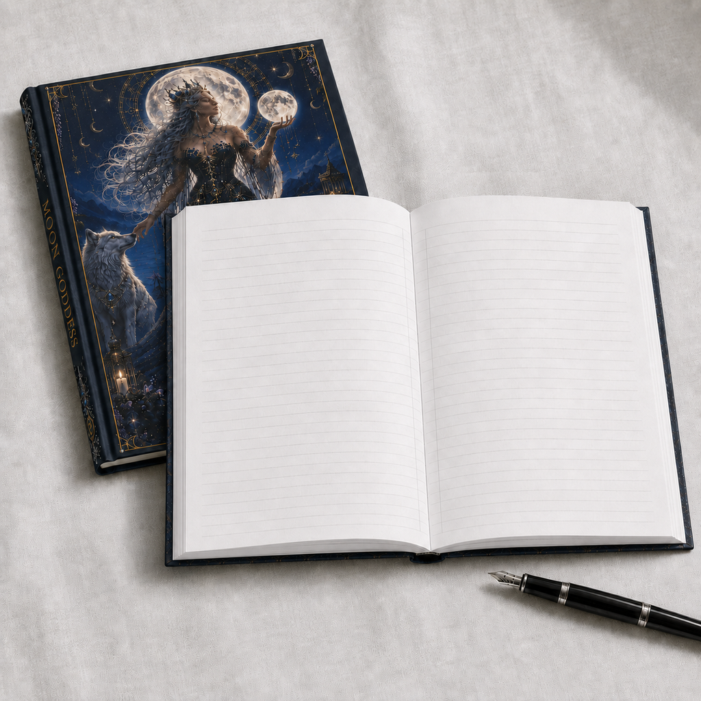 Moon Goddess Hardcover Journal — Fantasy Night Sky Notebook for Writing & Dreaming