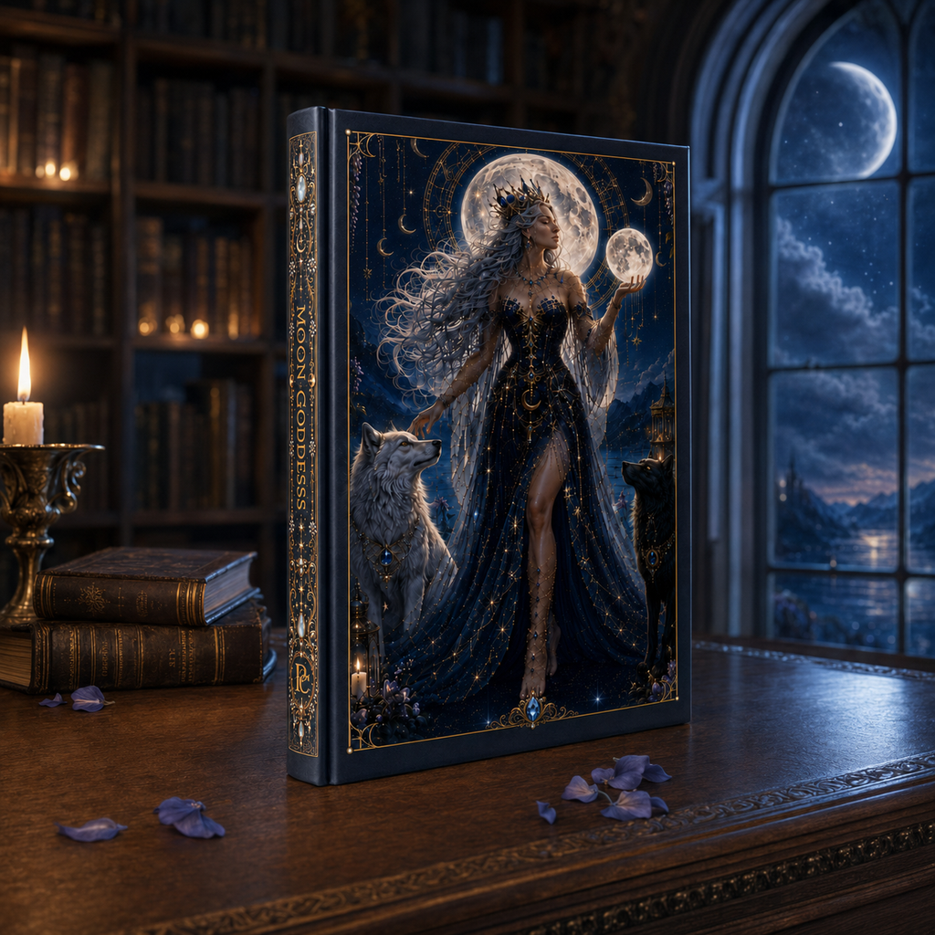 Moon Goddess Hardcover Journal — Fantasy Night Sky Notebook for Writing & Dreaming