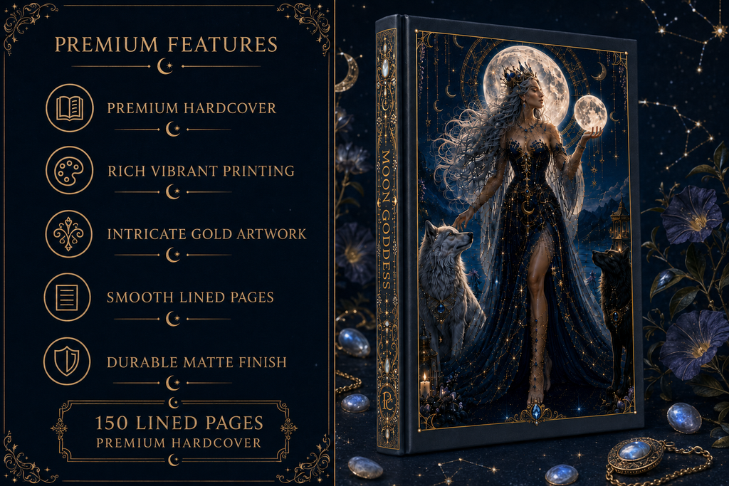 Moon Goddess Hardcover Journal — Fantasy Night Sky Notebook for Writing & Dreaming