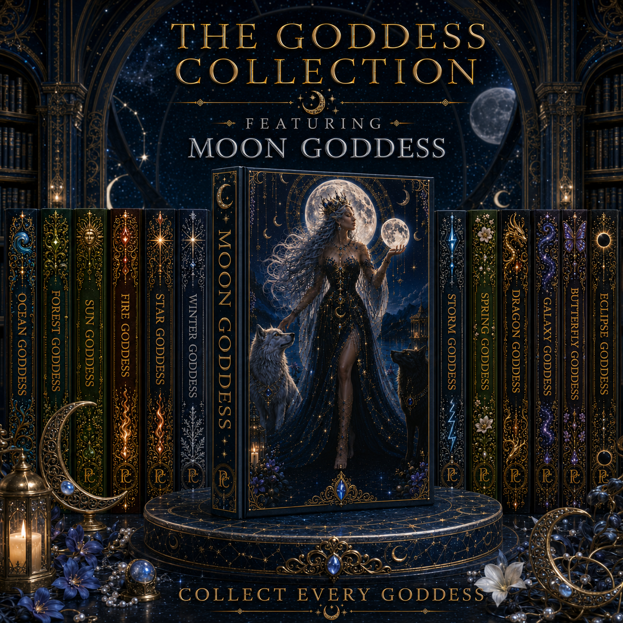 Moon Goddess Hardcover Journal — Fantasy Night Sky Notebook for Writing & Dreaming