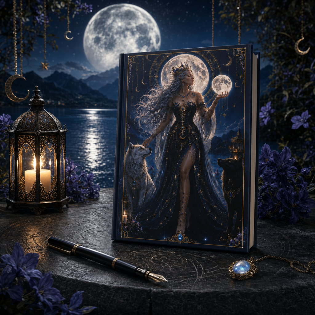 Moon Goddess Hardcover Journal — Fantasy Night Sky Notebook for Writing & Dreaming