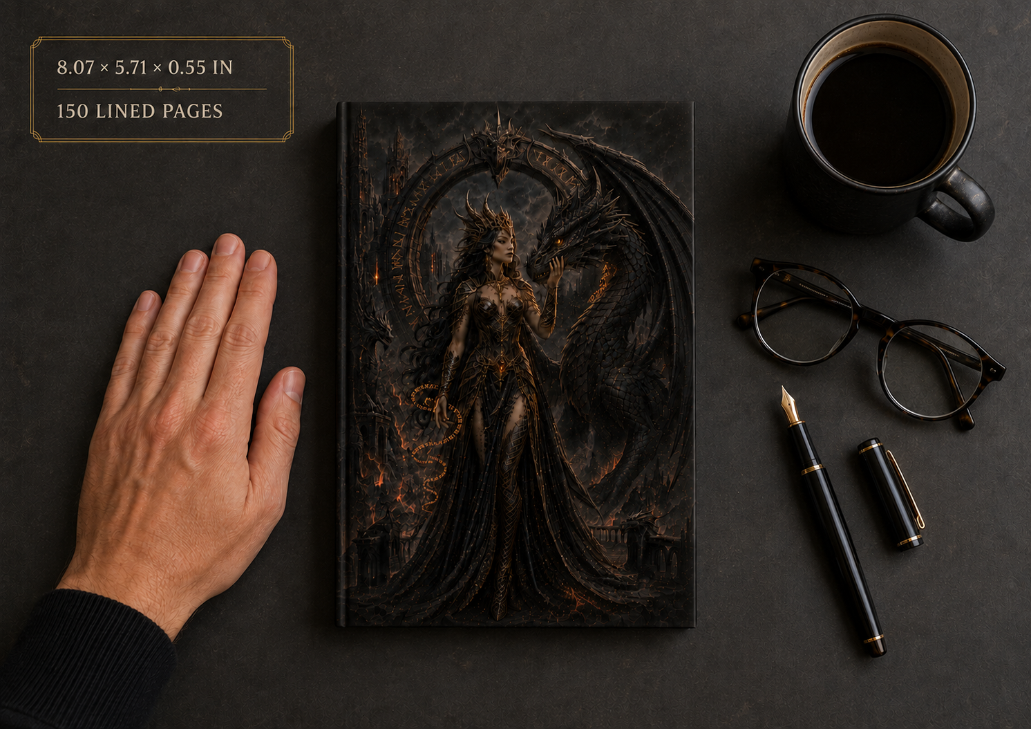 Dragon Goddess Hardcover Journal | Gothic Fantasy Matte Notebook