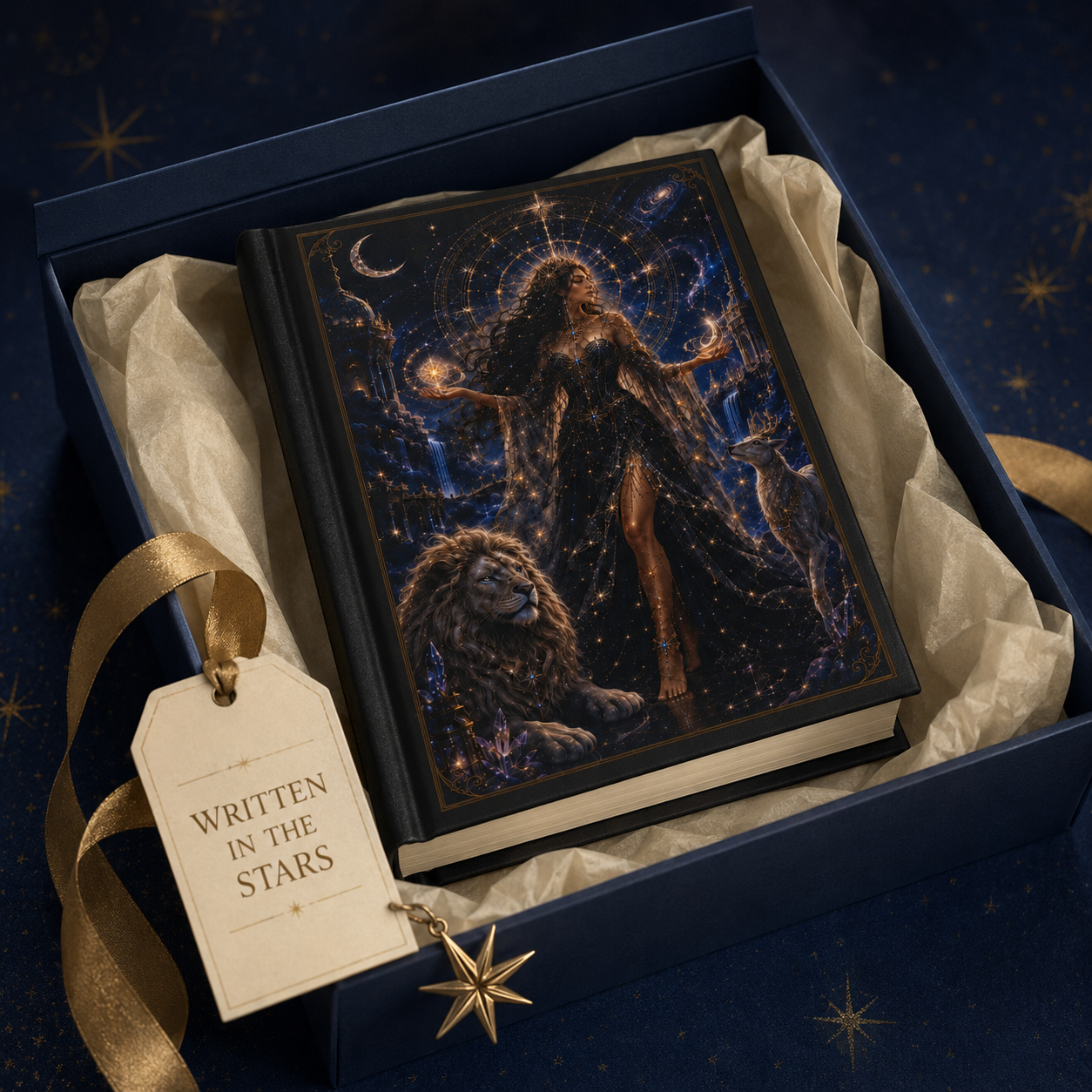 Star Goddess Hardcover Journal — Mystic Starry Night Notebook for Astrology, Dreams & Spiritual Writing