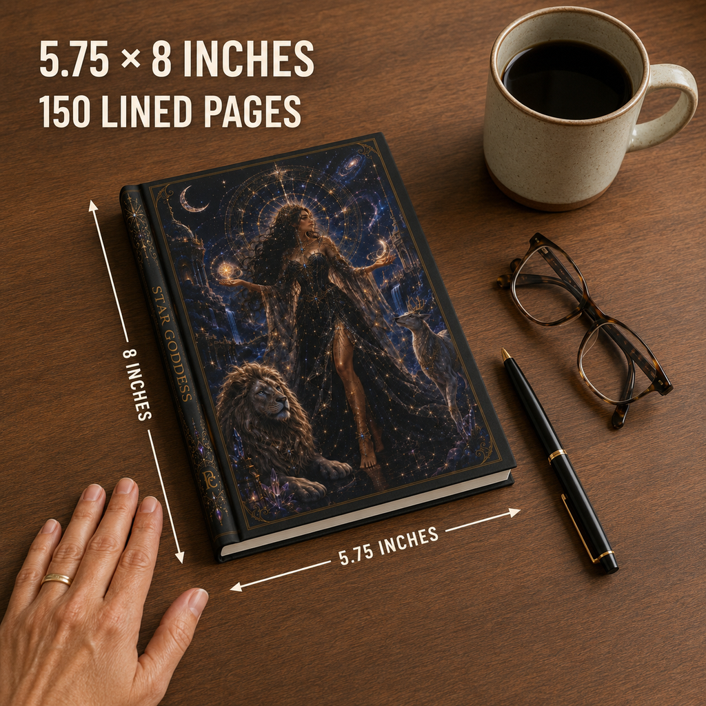 Star Goddess Hardcover Journal — Mystic Starry Night Notebook for Astrology, Dreams & Spiritual Writing