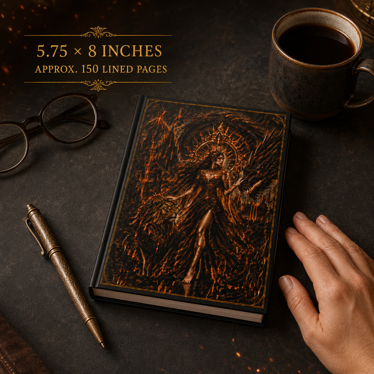 Fire Goddess Hardcover Journal | Gothic Fantasy Grimoire