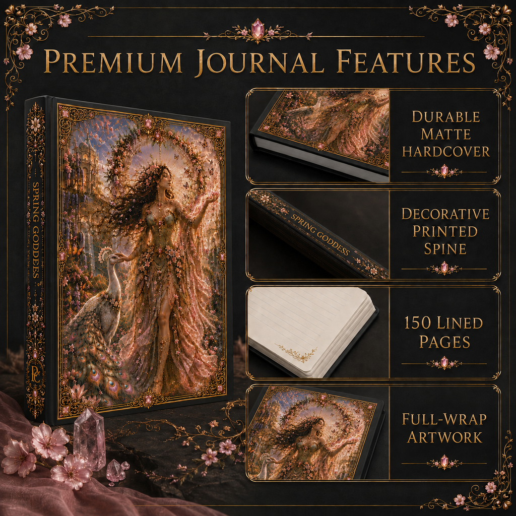 Spring Goddess Hardcover Journal — Enchanted Springtime Fantasy Notebook