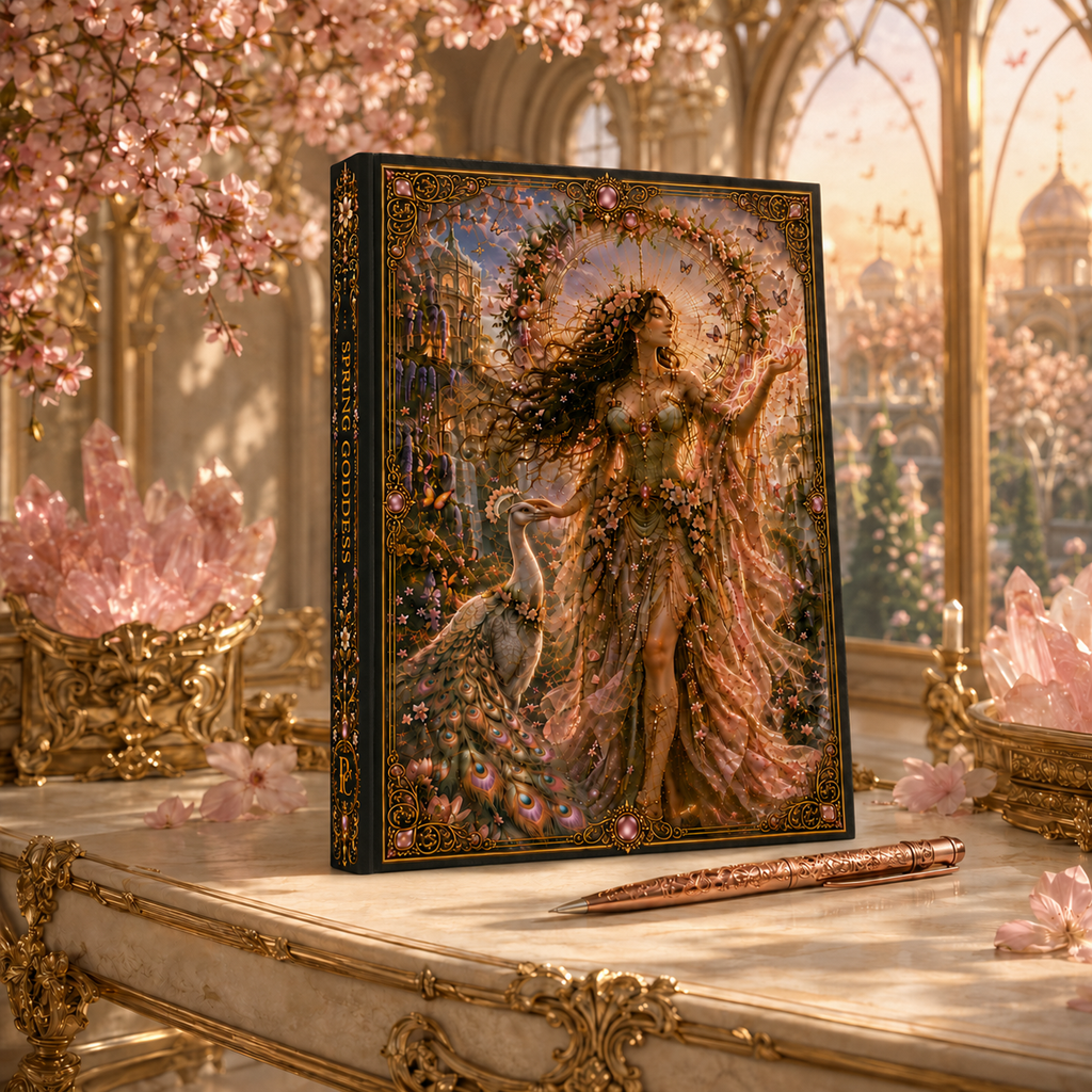 Spring Goddess Hardcover Journal — Enchanted Springtime Fantasy Notebook
