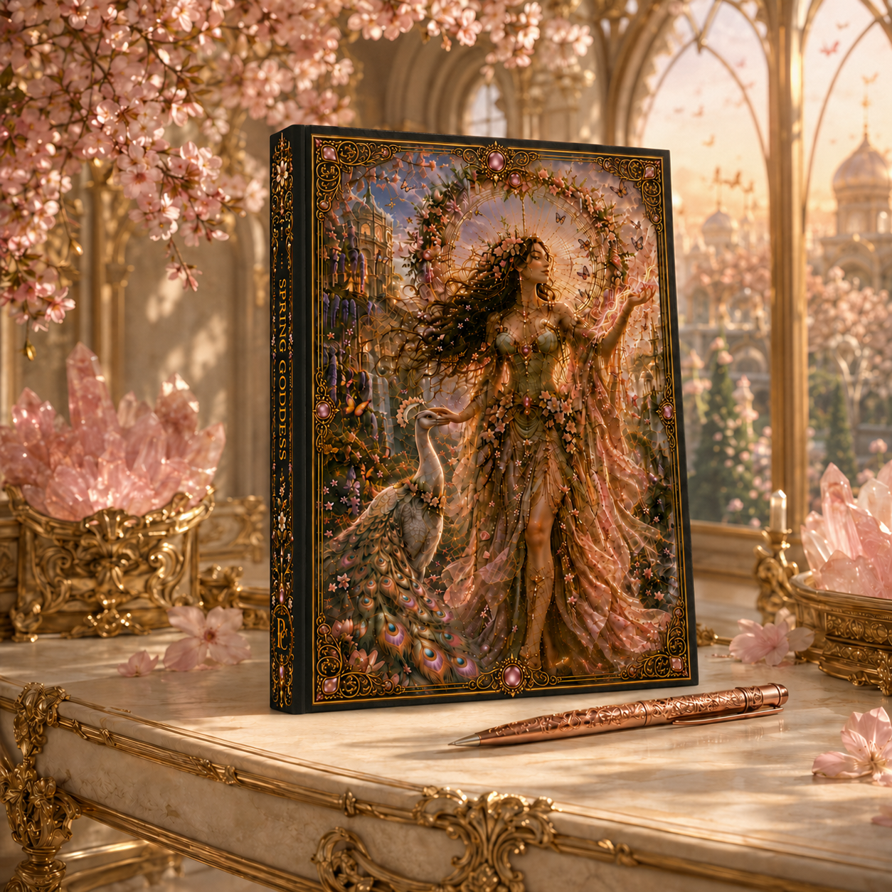 Spring Goddess Hardcover Journal — Enchanted Springtime Fantasy Notebook