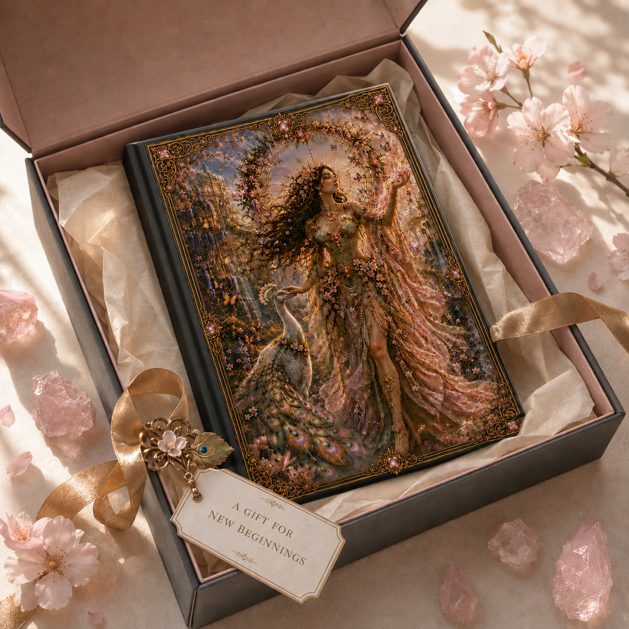 Spring Goddess Hardcover Journal — Enchanted Springtime Fantasy Notebook