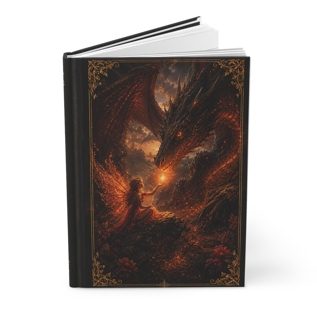 Dragon and Fairy Illustration Hardcover Journal | Fantasy Notebook, Matte