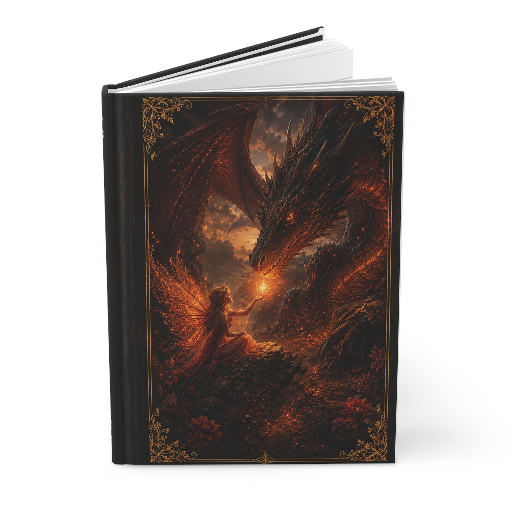 Dragon and Fairy Illustration Hardcover Journal | Fantasy Notebook, Matte