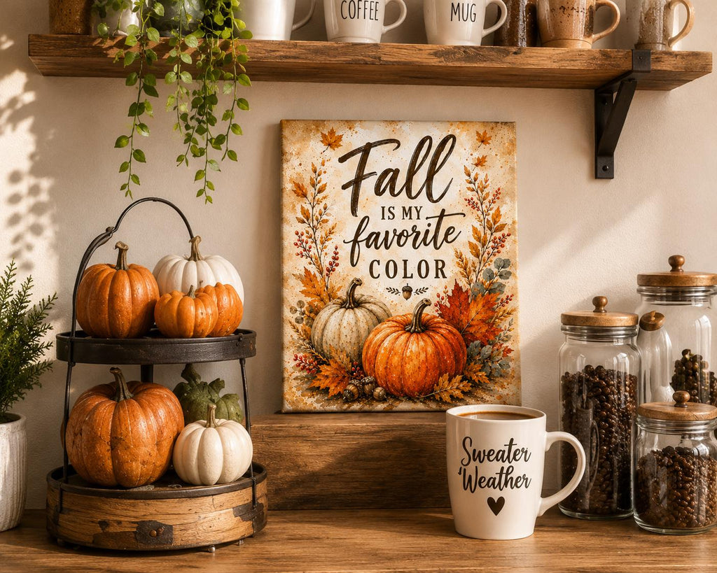Fall Is My Favorite Color Canvas | Pumpkin Autumn Wall Art
