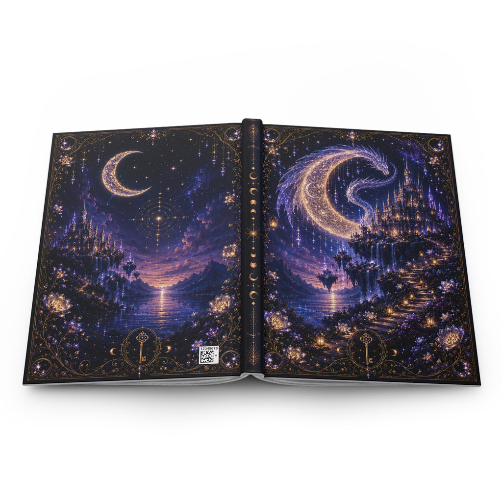 Celestial Moonlit Fantasy Hardcover Journal – Starry Night Dreamscape Notebook