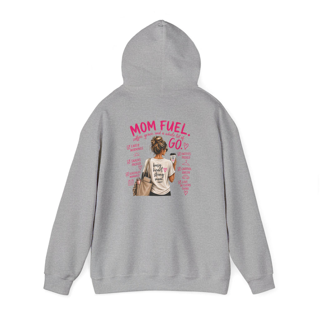 Mom Fuel Hoodie | Coffee Heart Graphic, Mom Life Illustration