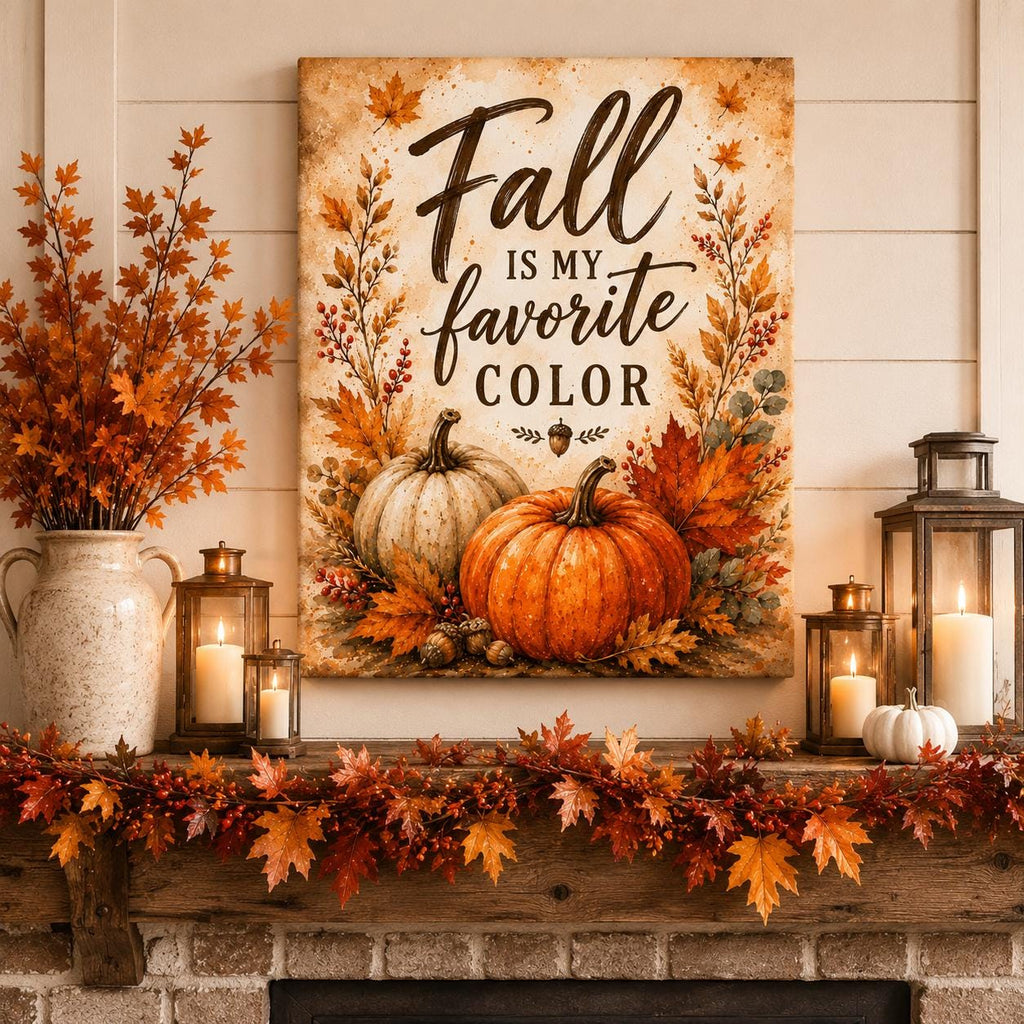 Fall Is My Favorite Color Canvas | Pumpkin Autumn Wall Art