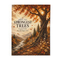 Autumn Woodland Fleece Blanket — “Even the Strongest Trees” Inspirational Fall Throw