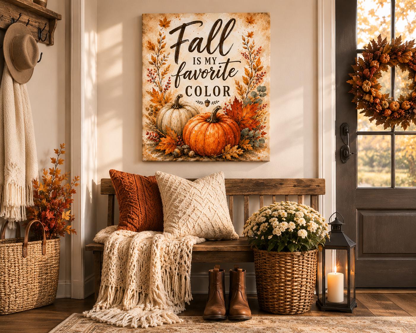 Fall Is My Favorite Color Canvas | Pumpkin Autumn Wall Art