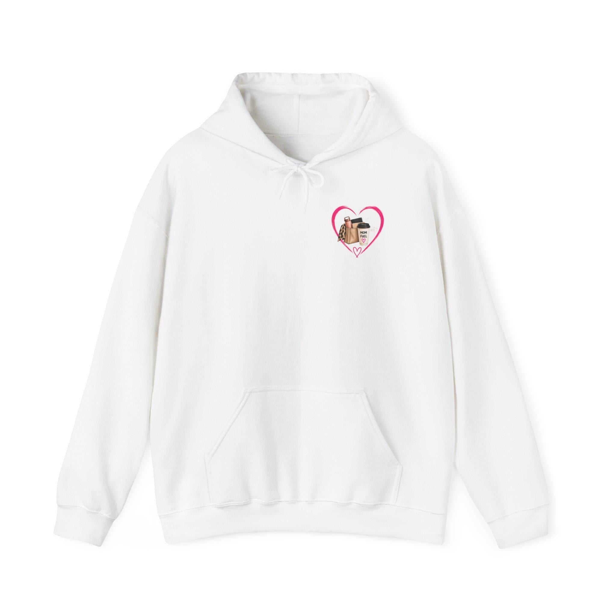 Mom Fuel Hoodie | Coffee Heart Graphic, Mom Life Illustration