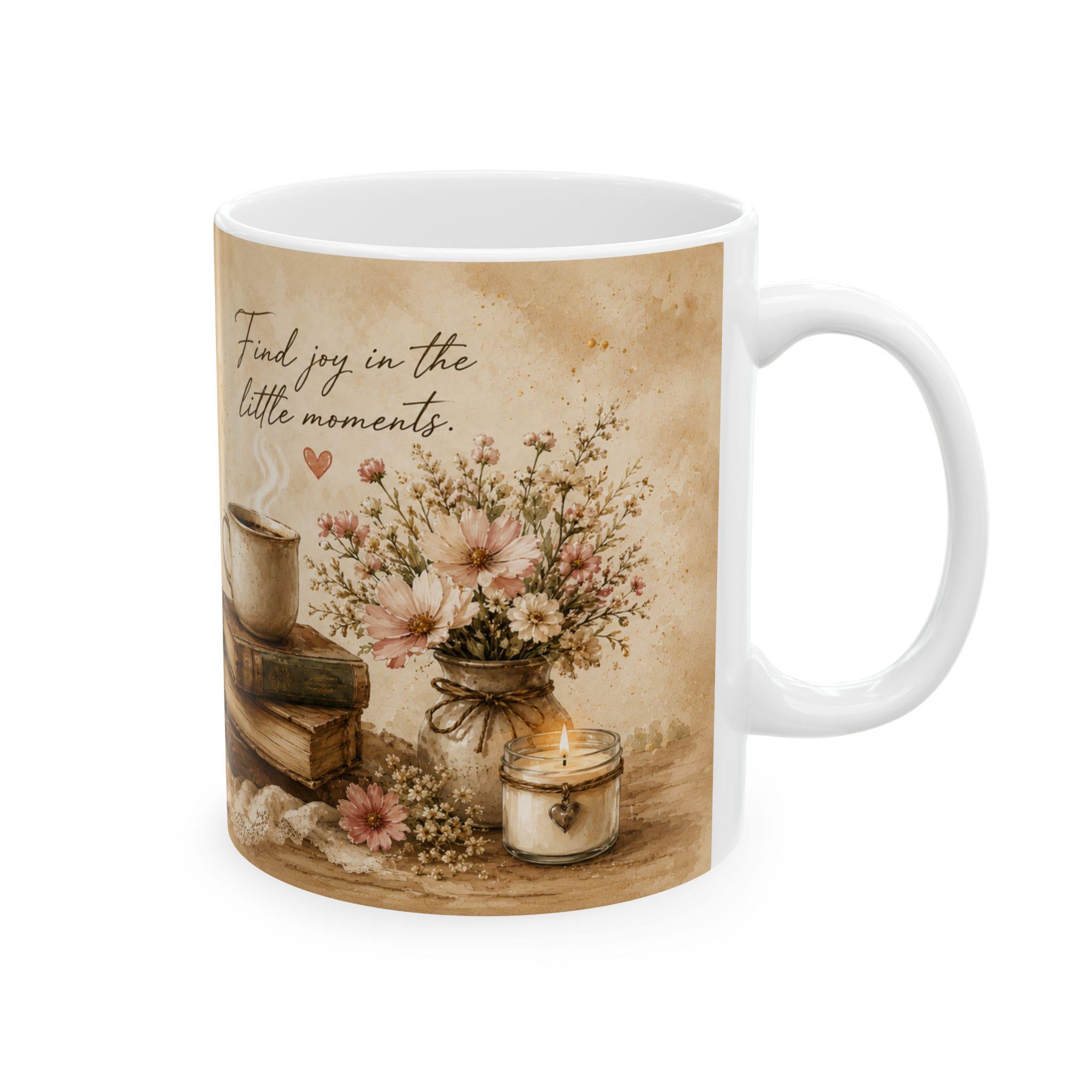 Cozy Book & Coffee Illustration Mug | Ceramic Mug