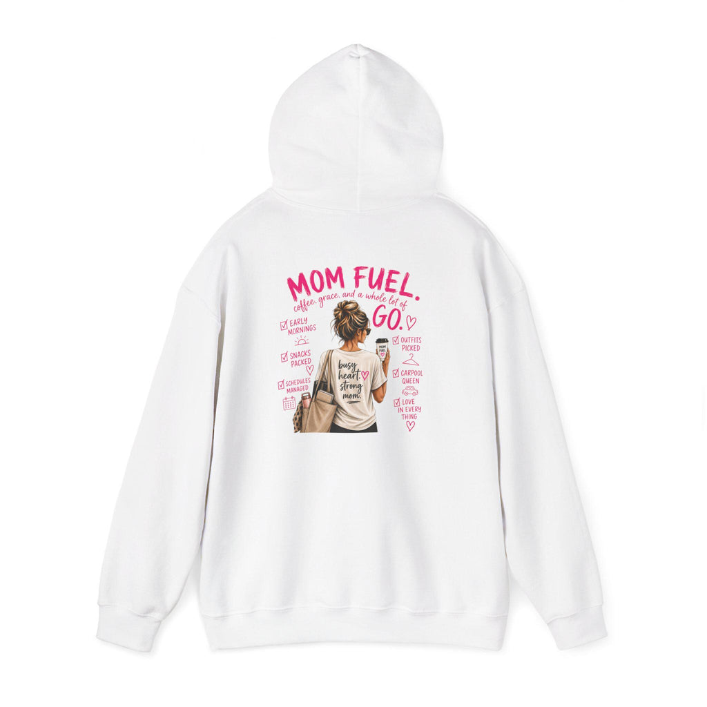 Mom Fuel Hoodie | Coffee Heart Graphic, Mom Life Illustration