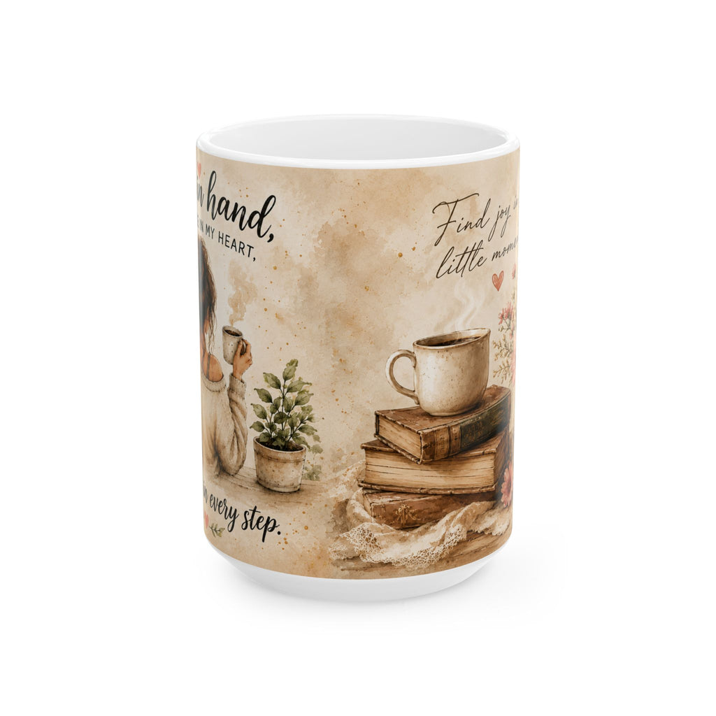 Inspirational Cozy Mug — "Find Joy in the Little Moments" Ceramic Coffee Cup