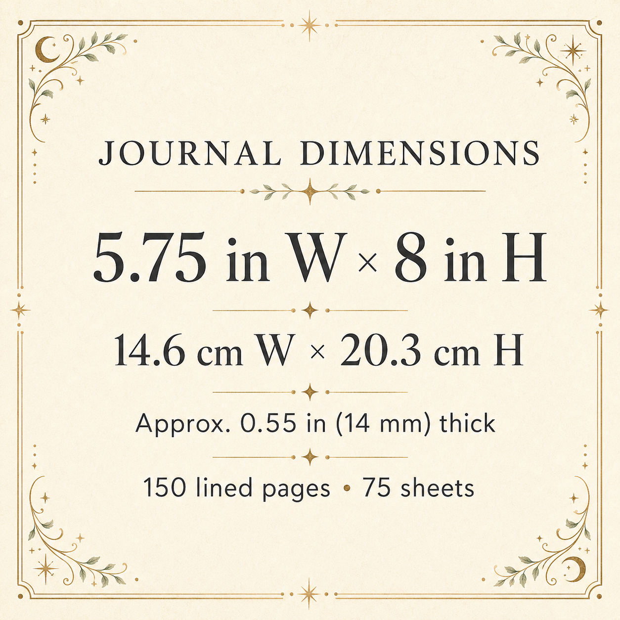Moonlight Sorceress Hardcover Journal | Crescent Moon Mystic Notebook