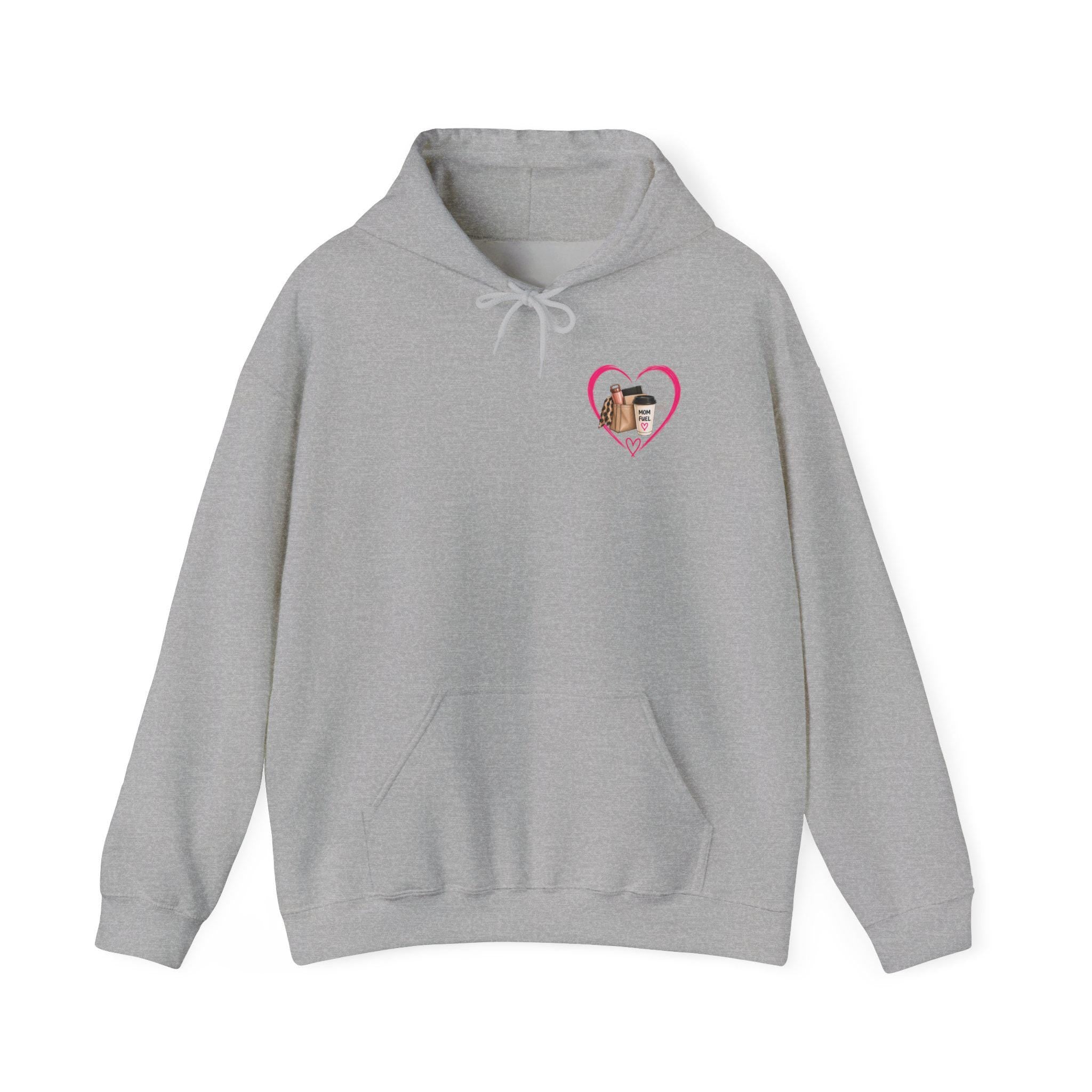 Mom Fuel Hoodie | Coffee Heart Graphic, Mom Life Illustration