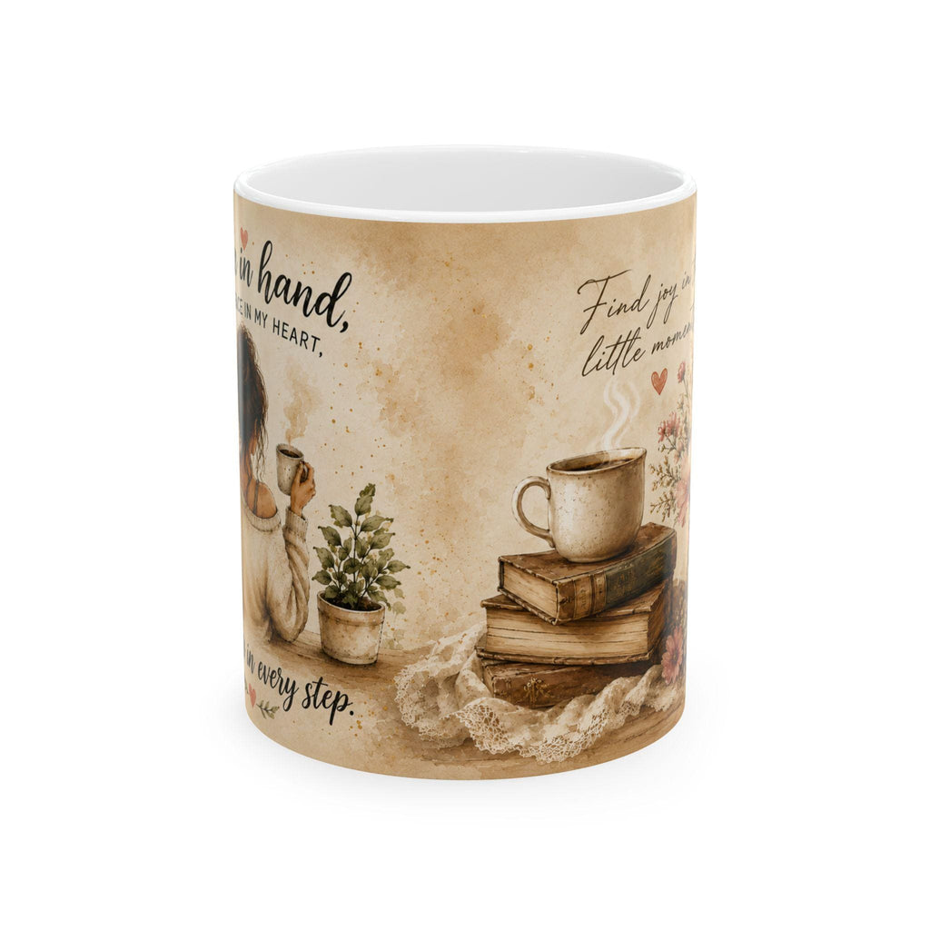Cozy Book & Coffee Illustration Mug | Ceramic Mug