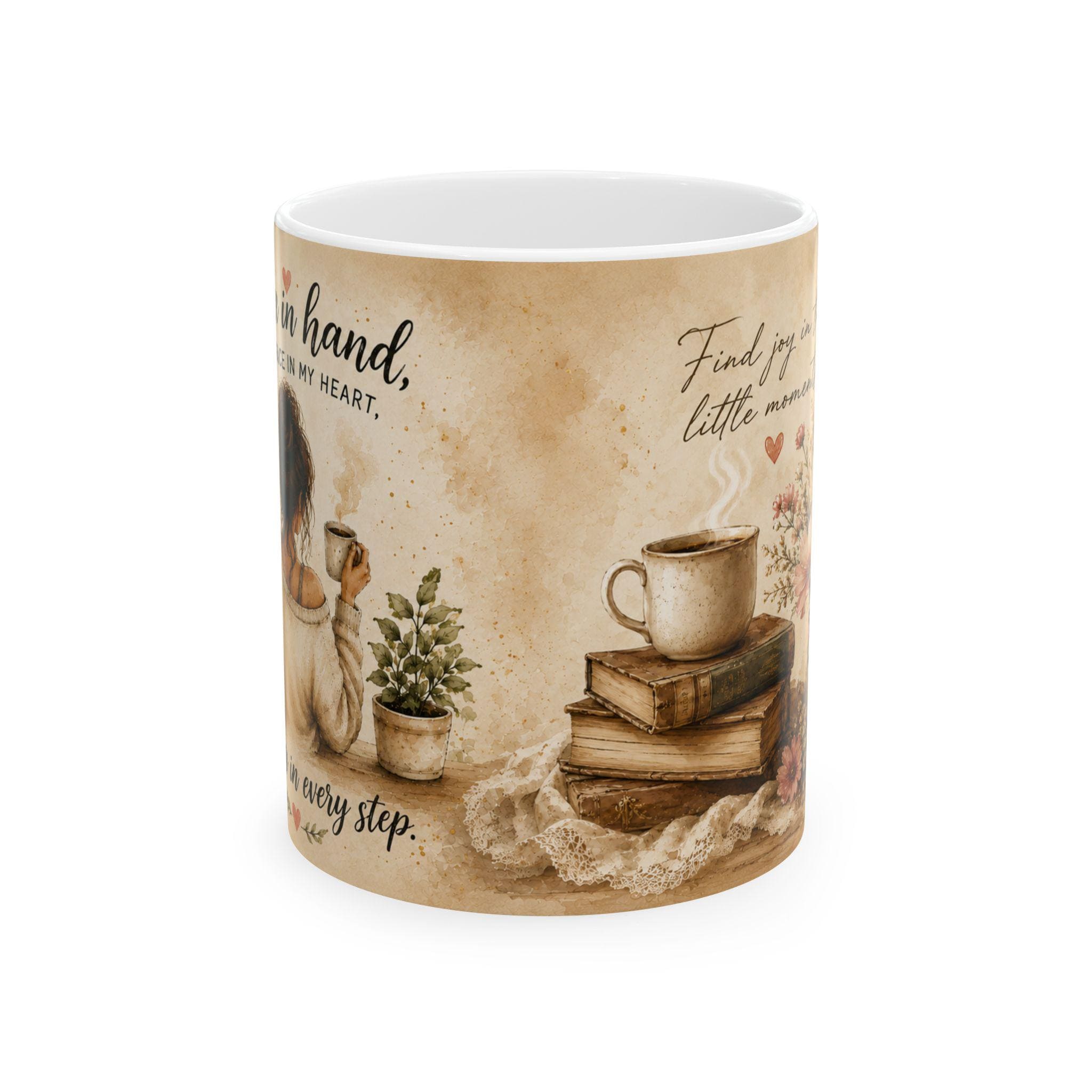 Cozy Book & Coffee Illustration Mug | Ceramic Mug