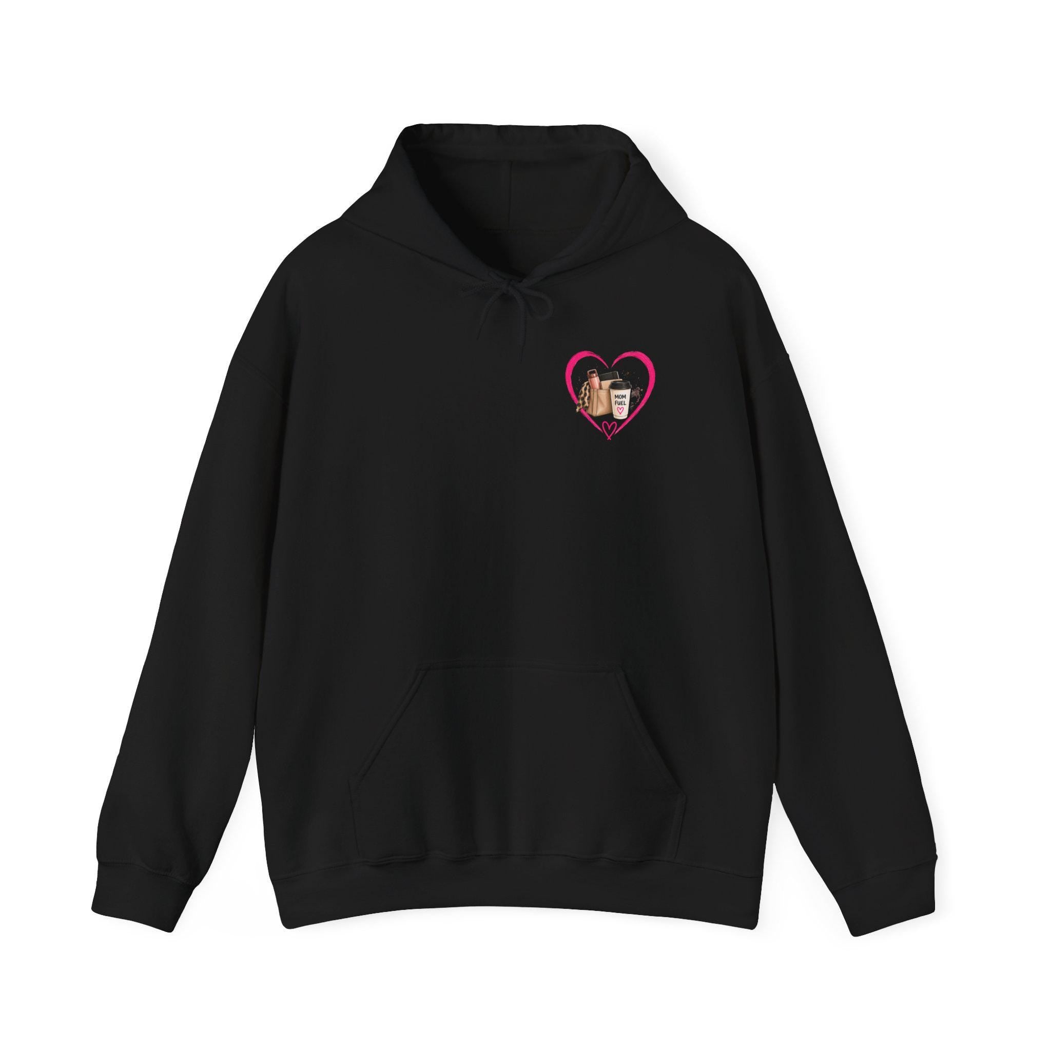 Mom Fuel Hoodie | Coffee Heart Graphic, Mom Life Illustration