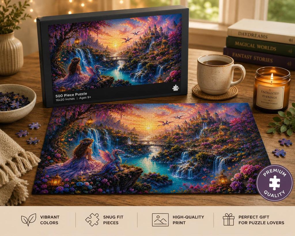 Fantasy Fairy Dragon Landscape Puzzle | 500 Piece